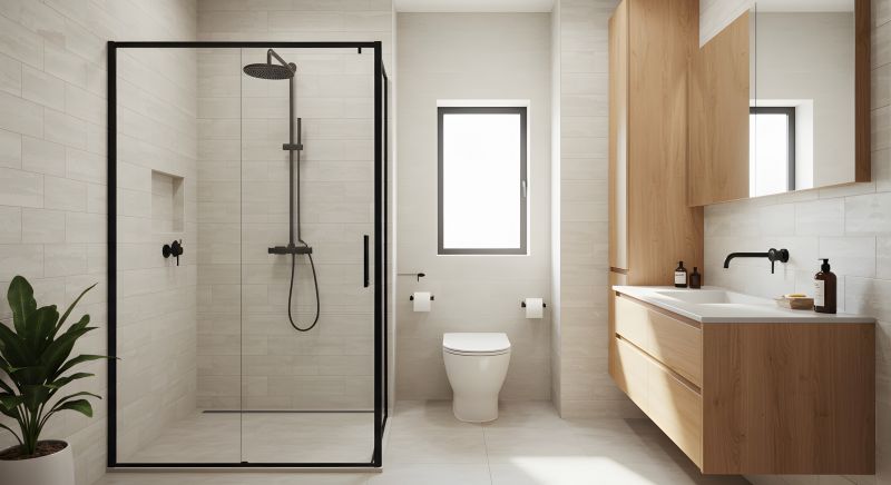 Walk-in Shower with Matte Black Fixtures
